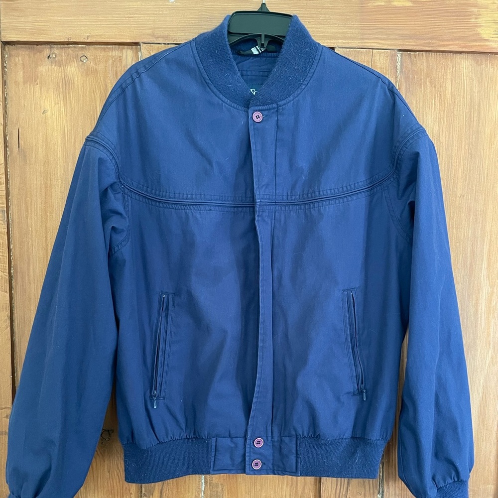 Vintage Men’s Par Four Navy Blue Golf Pockets Jacket L